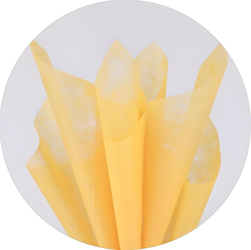 MLSG 96 Sheets Tissue Flower Wrapping Paper Cotton Wrapping Flower Paper Withdrawable Lining Paper Non-woven Waterproof Floral Bouquet Wraps For Florist Packaging Arrangement (Yellow) - Image 1